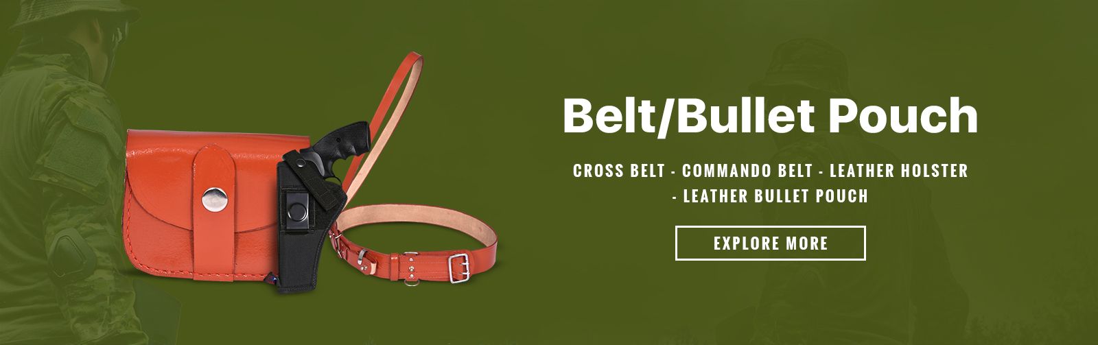 leather police belt and holster cover for revolver, gun, pistol